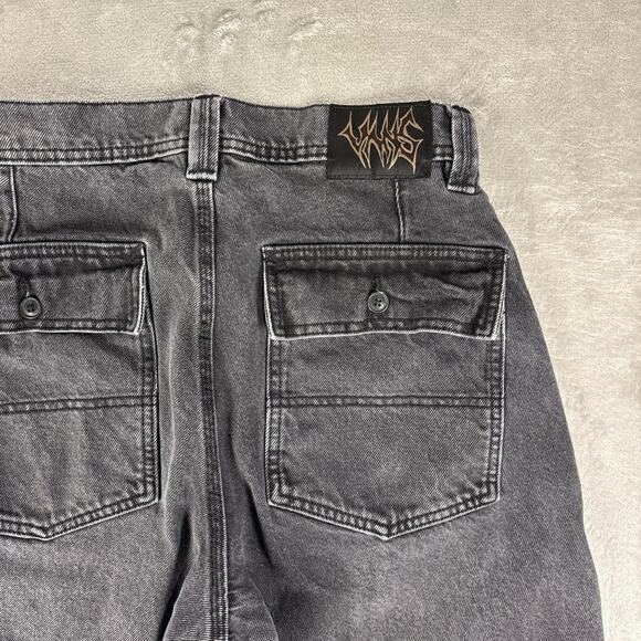 Y2K Vans Loose Fit Black Double Knee Denim Jeans Size 28 - Picture 3 of 8